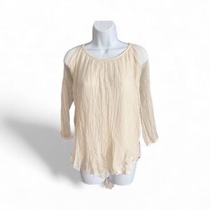 100% Silk Italian Beige Women's Blouse Size L